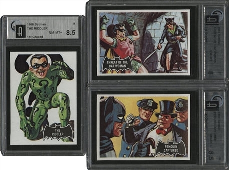 1966 Topps "Batman - Black Bat" Blank Backed GAI-Graded Proof Cards (3 Different)